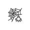 Spider web and small spider line icon