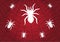 Spider white on Cobweb Red background. Vector illustration design