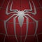 Spiderman icon with spider web and spider. Red logo vector illustration. Symbol of Superhero