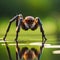 Spiders are in the wild caught on camera object bokeh blur background and blurred with the help of sunlight