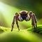 Spiders are in the wild caught on camera object bokeh blur background and blurred with the help of sunlight