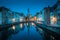 Spiegelrei canal at night, Brugge, Flanders, Belgium