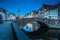 Spiegelrei canal at night, Brugge, Flanders, Belgium