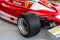 Spielberg, Austria, 2014 â€“ Legendary formula one car bolid, Nikis Lauda historic red Ferrari from 1977 on formula one