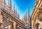 Spiers and statues on the gothic Cathedral of Milan, Italy