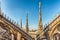 Spiers and statues on the gothic Cathedral of Milan, Italy