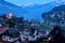 Spiez castle and Alps night scene