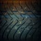 Spike car tire, closeup tread, top view