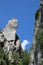 spike of rock that looks like a nose in the Italian Alps on the