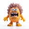 Spiky Hairstyle Cartoon Monster Figurine On White Background