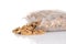 Spilled bag of granola raisin almond cereal
