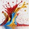 spilled paint, yellow-red-blue paint, colorful stain, paint stains, paint on water, colorful paintings, experiment, color mixing,