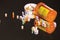 Spilled pills and controlled substances and prescription bottle