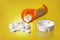 Spilled Prescription Medication Orange Pill Bottle