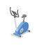 Spin bike, training apparatus for the gym. Fitness equipment isometric illustration. Colorful flat vector illustration