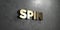 Spin - Gold sign mounted on glossy marble wall - 3D rendered royalty free stock illustration