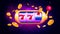 Spin and Win Slot Machine. Trendy Casino Design with Space Background