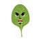 Spinach angry Emoji. Green leaves grumpy emotion isolated