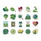 Spinach Healthy Eatery Ingredient Icons Set Vector