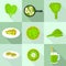 Spinach icons set, flat style