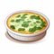 Spinach Quiche Illustration: Smooth And Shiny Plate With Glazed Earthenware