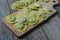Spinach Ravioli on a Cutting Board