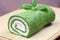 Spinach roll with garlic cheese and ham