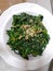 Spinach with sesame oil salad. Korean side dish.  Korean food