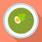 Spinach soup icon, flat style