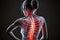 Spinal injury, sports injury, girl with highlighted red glow of spine and neck