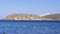 Spinalonga Island and beach with safety buoys panorama, Crete