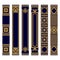 Spines of books pattern set. Bookbinding template design. Samples roots of book or bookmarks. Luxury gold and blue ornament.