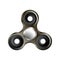 Spinner on bearings rotates three-pointed gray on white