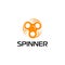 Spinner logo design. Entertaining gaming device, simple mechanism for fan, soothing. flat orange color vector