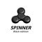Spinner logo realistic design. Entertaining gaming device, simple mechanism for fan, soothing. 3d vector illustration