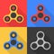 Spinner. A modern anti-stress toy in a flat style. A toy for hands and fingers. A set of spinners on colorful backgrounds. A flat