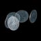 Spinning coin in stroboscopic light on a black background, close up. Quarter dollar