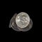 Spinning coin in stroboscopic light on black background. One dollar coin with Statue of Liberty. Stroboscopic effect