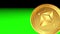 Spinning of cryptocurrency Ethereum on green screen surface background