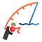 Spinning flat icon. Fishing equipment color icons in trendy flat style. Fishing rod gradient style design, designed for