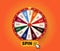 Spinning Fortune Wheel with Spin Button for Activation Rotation, Vector Graphic for Prize Game, Web Gambling