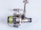 Spinning reels on a white background. Fishing accessories