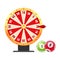 Spinning roulette wheel with numbers, with random combinations, bingo, lotto.