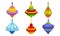 Spinning Top Vector Set. Colorful Childish Pegtop Collection