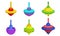 Spinning Top Vector Set. Colorful Childish Pegtop Collection