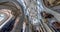 spinning and torsion of interior view and looking up into church dome with columns, murals and stucco on walls and ceiling