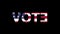 Spinning Vote animation with the colours of the United States flag, on a black background