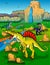 Spinosaur on the background of nature