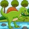 Spinosaurus Dinosaur Colored Cartoon Illustration