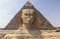 Spinx face on the Giza pyramid background, Cairo, Egypt